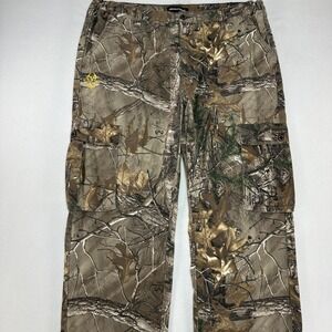 Realtree Pants Mens XL Brown Camo Cargo Hardwoods Hunting Outdoor Hike Woodland